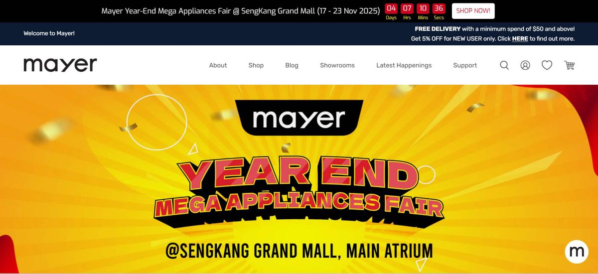 Mayer online store homepage